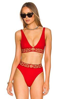 VERSACE Triangle Bikini Top in Red from Revolve.com | Revolve Clothing (Global)