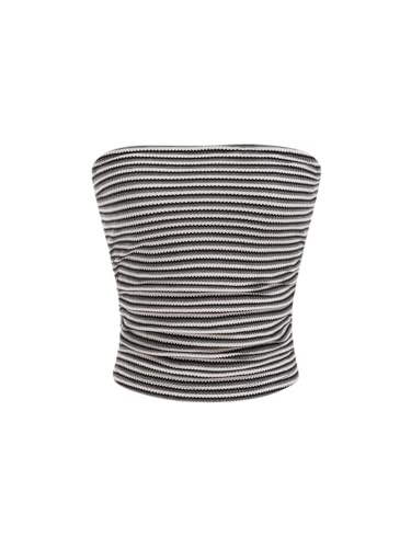 CIDER Striped Tube Crop Tops for Women Y2K Sleeveless Casual Strapless Going Out Tops Summer Tren... | Amazon (US)