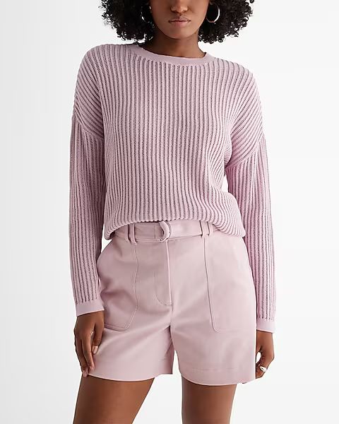 Ribbed Crew Neck Tunic Sweater | Express