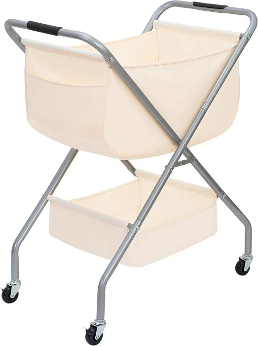 STORAGE MANIAC Collapsible Laundry Cart with Wheels 31.5"H Rolling Laundry Hamper Clothes Basket ... | Amazon (US)