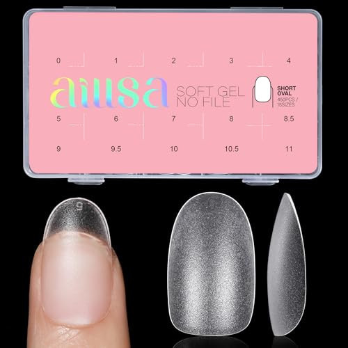 AILLSA Short Oval Nail Tips 450PCS Matte Full cover Nails Tips Acrylic Gel Clear No Need Filed Press on False Nail Tips Pre-Shaped for Nail Extension Fake Nail Tips Manicure 15 Sizes | Amazon (US)