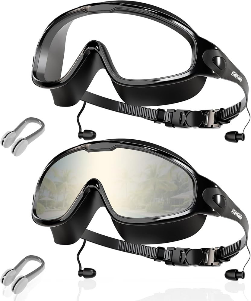 Aegend New Adult Wide View Swim Goggles, Anti-Fog/UV No Leak Swimming Goggles with Ear Plugs for ... | Amazon (US)