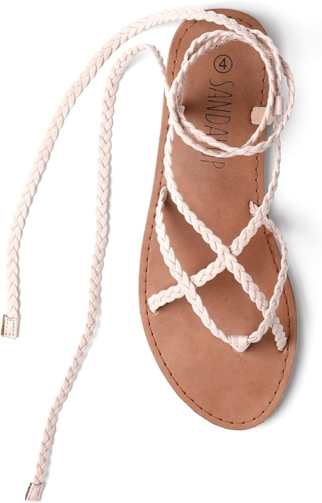SANDALUP Women Braided Tie up Sandals | Amazon (US)