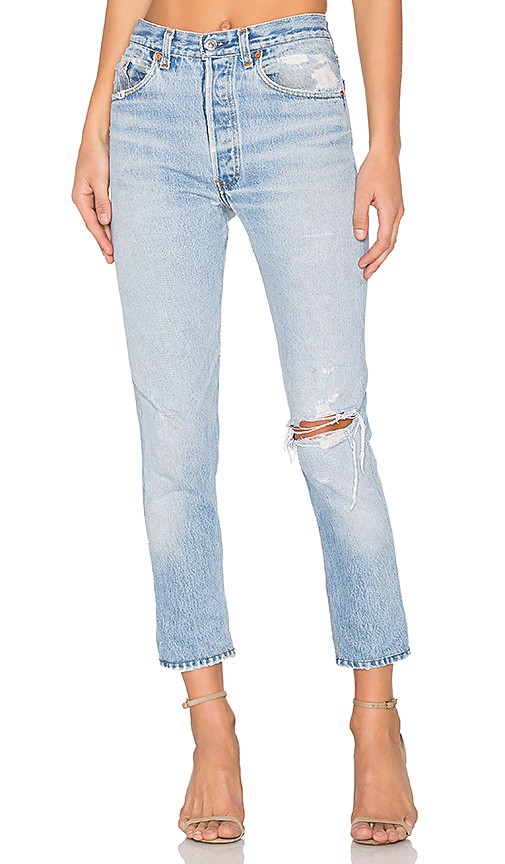 RE/DONE Levis High Rise Ankle Crop in Indigo | Revolve Clothing
