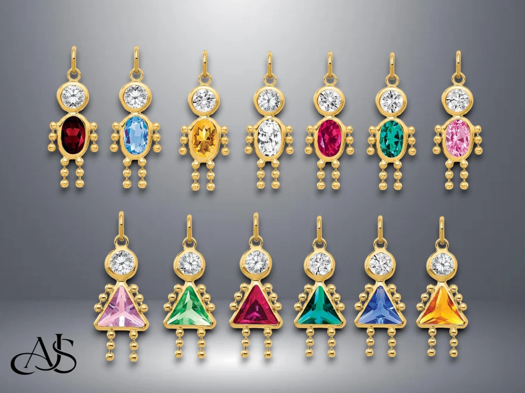 Birthstone Kids All Months Girls Boys Pendants, Spacer Beads, Chains, Necklaces Available in 10K ... | Etsy (US)