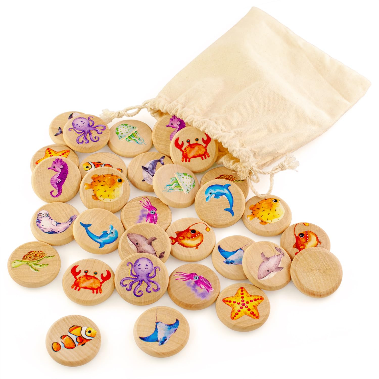 Ulanik Sea Creatures Matching Memory Game for Toddlers Age 3 + Year Old Preschool Wooden Board Ga... | Amazon (US)