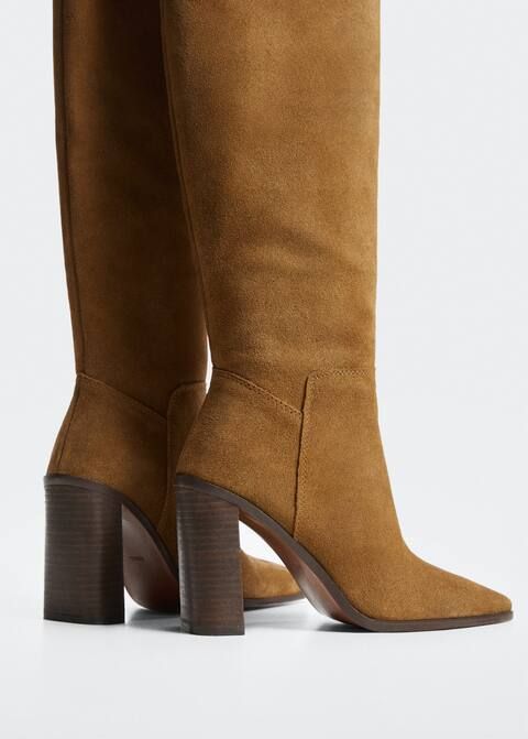 High heel leather boot -  Women | Mango United Kingdom | MANGO (UK)