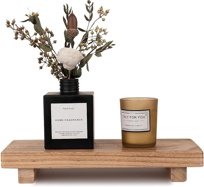 zoocatia Small Wood Tray Pedestal Stand Farmhouse Bathroom Decor Decorative Wooden Riser Kitchen ... | Amazon (US)