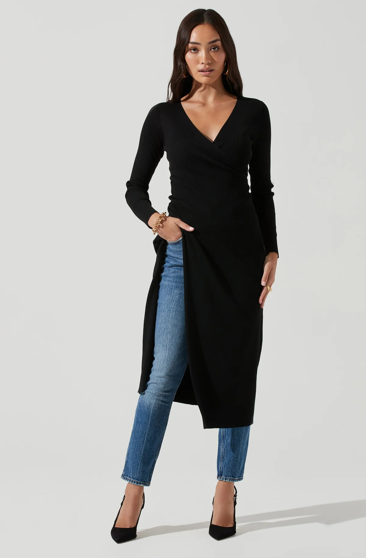 Hi Slit Cross Front Sweater | ASTR The Label (US)