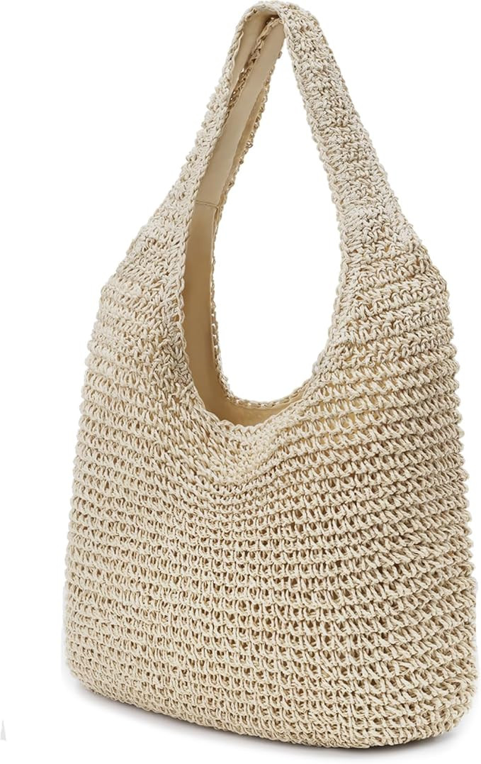 hatisan Straw Beach Bag for Women Summer Woven Beach Tote Bag Shoulder Handbags Boho Bag | Amazon (US)