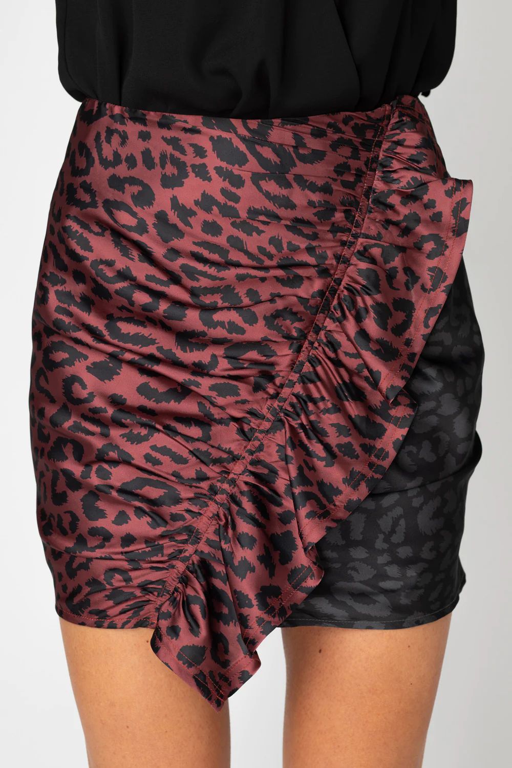 Hope Color Block Mini Skirt - Merlot Cat | BuddyLove