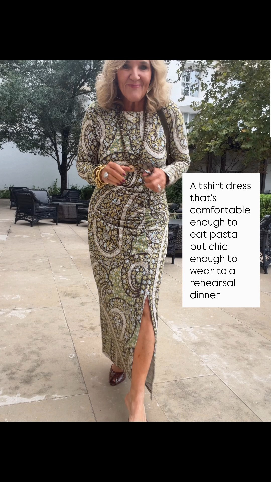 Wearing a medium in this tshirt knit dress that’s just fabulous. And it’s 25% off this weekend. 
Heading to the welcome dinner.
Wearing spanx shapewear size medium

#LTKOver40 #LTKSaleAlert #LTKWedding