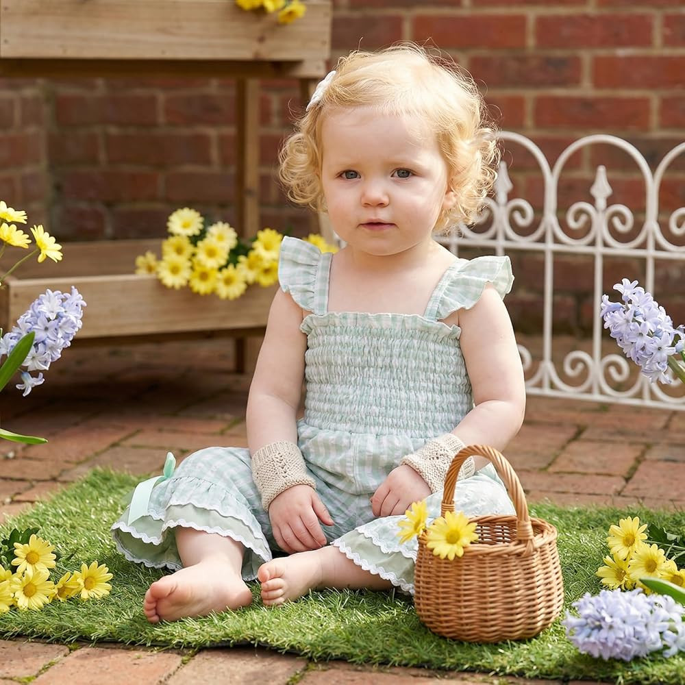 Toddler Baby Girl Summer Clothes Ruffle Sleeveless Smocked Romper One Piece Jumpsuit Suspender Pa... | Amazon (US)