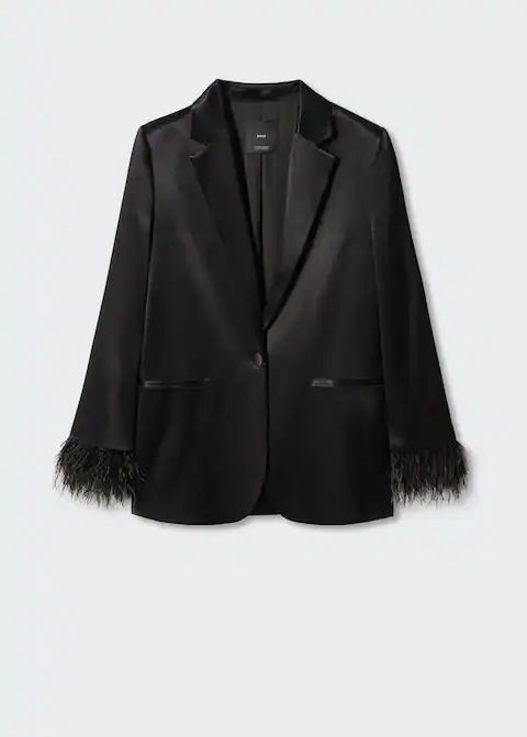 Blazer with feather detail -  Women | Mango USA | MANGO (US)