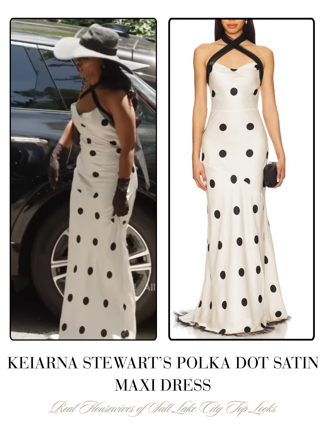 Keiarna Stewart’s Polka Dot Satin Maxi Dress 