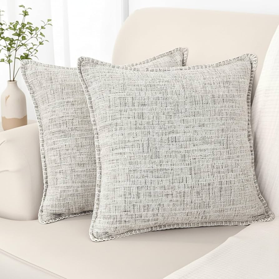 18x18 Pillow Covers for Couch Pillows Beige White & Black Set of 2, Decorative Soft Textured Cozy... | Amazon (US)