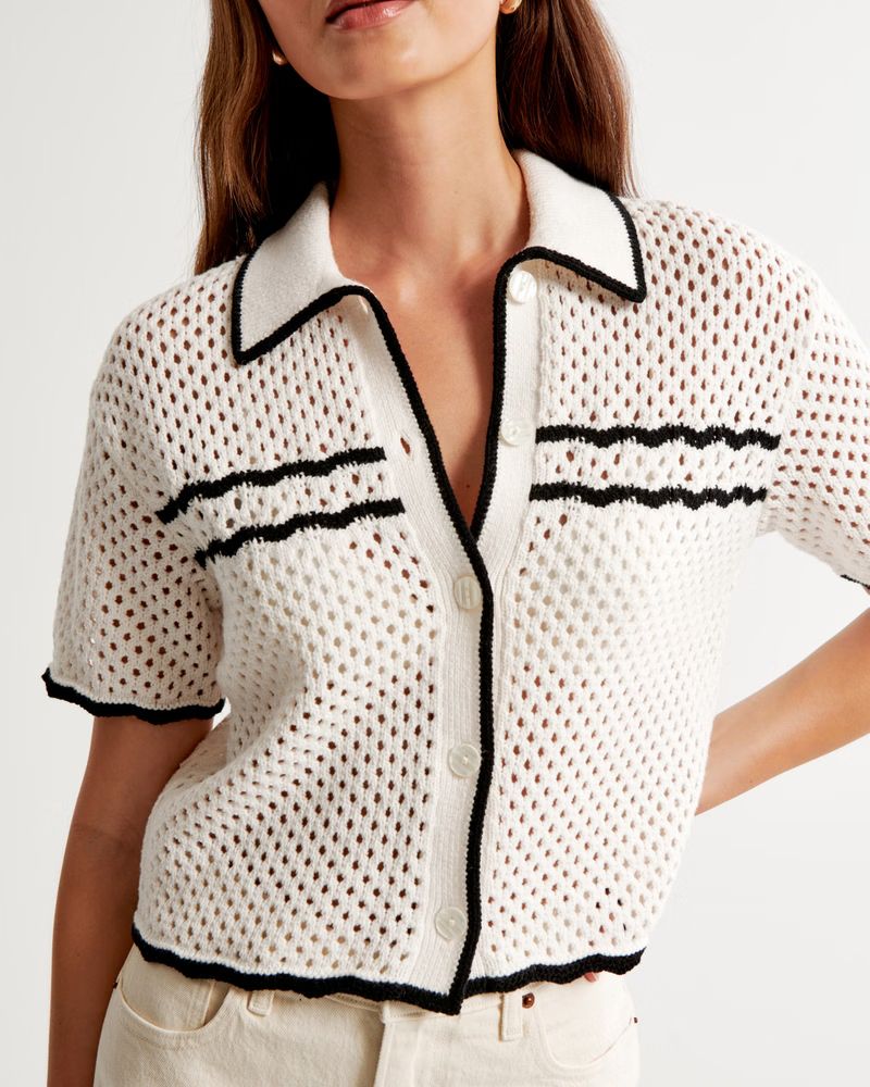 Crochet-Style Mosaic Tile Polo | Abercrombie & Fitch (US)