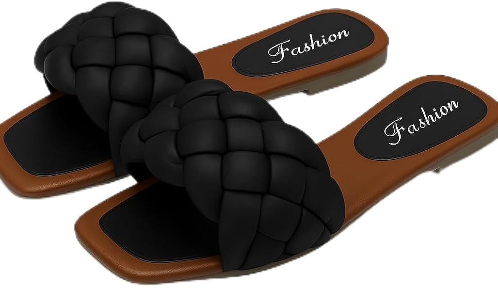 Women’s Braided Slide Sandals – Comfortable Flat Summer Shoes for Casual, Beach & Everyday We... | Amazon (US)