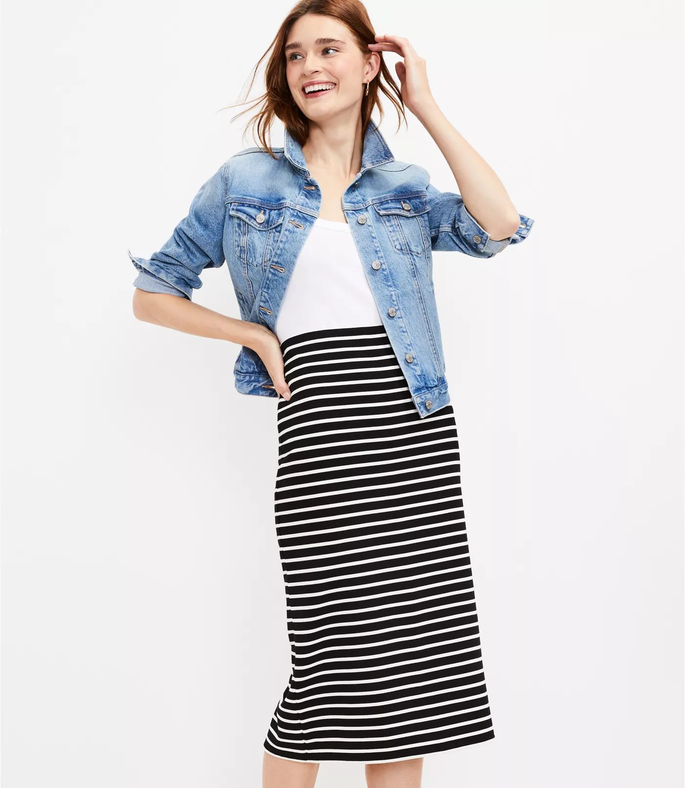 Striped Ottoman Midi Skirt | LOFT | LOFT