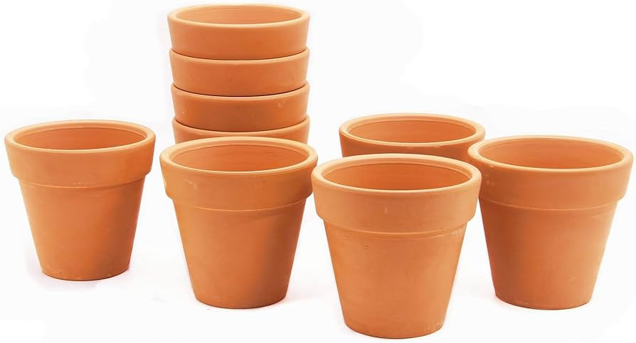 Pack of 10 Terracotta Pots - 3 Inch Terra Cotta Pots with Drainage Holes for Small Craft, Nursery... | Amazon (US)