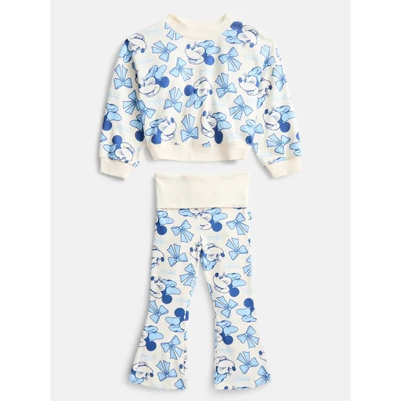 Minnie Mouse Toddler Girls Allover Print Top and Flared Leggings Set, 2-Piece, Sizes 12M-5T | Walmart (US)