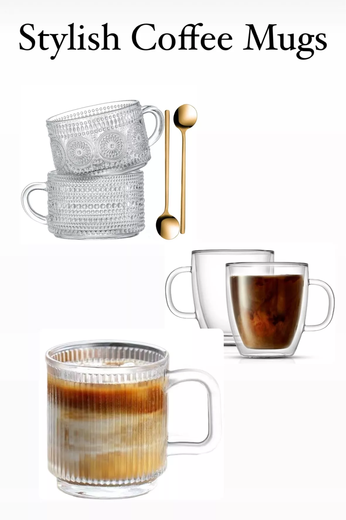 Aquach Double Wall Glass Coffee Mug 12 oz, Large Clear Glass Cup