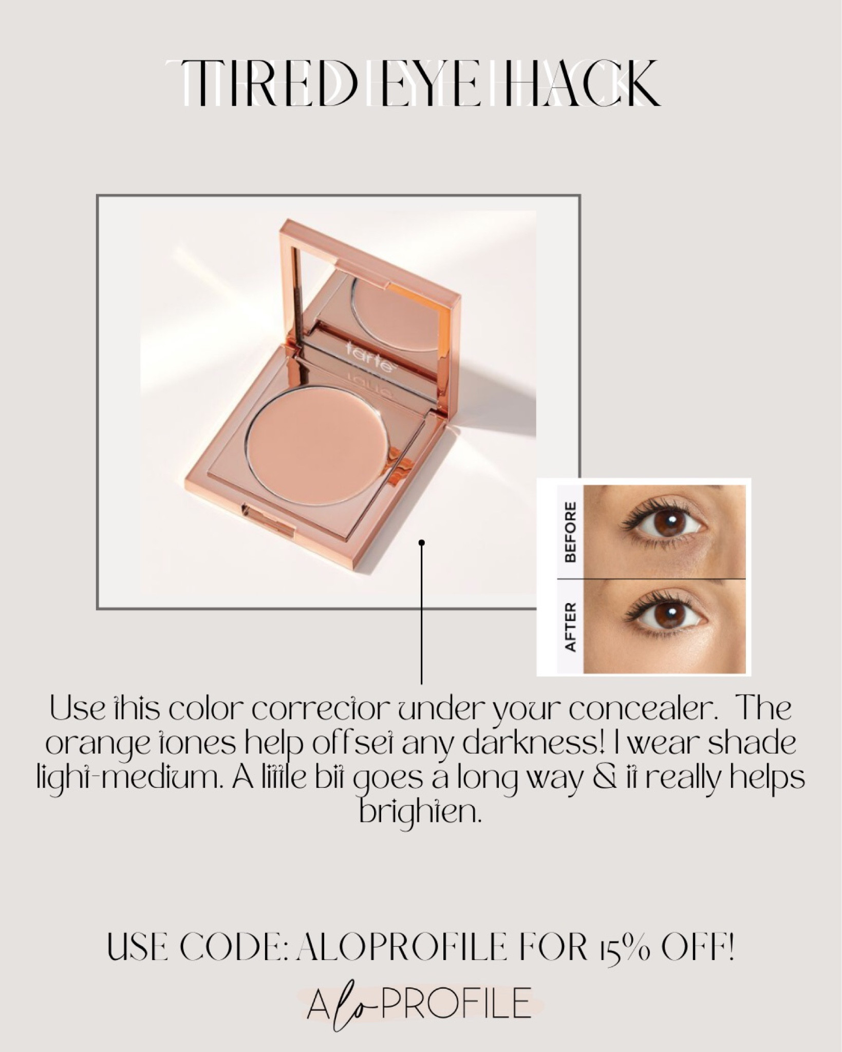 The best under eye corrector! I use it daily. Use code ALOPROFILE to save sitewide on Tarte. 

#LTKbeauty
