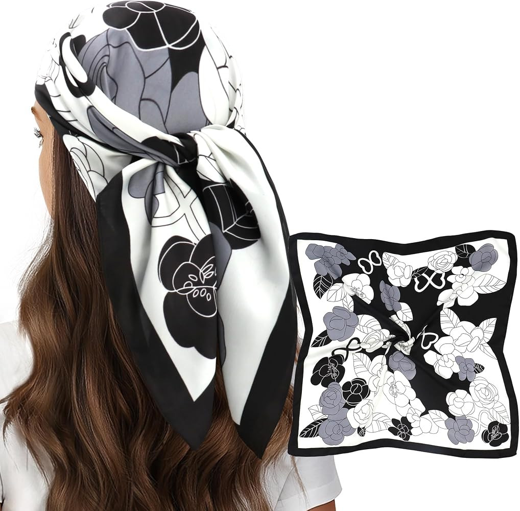 vimate Head Scarf for Women Hair 27'' Square Satin Silk Feeling Bnadana Neck Scarf Handbag Access... | Amazon (US)