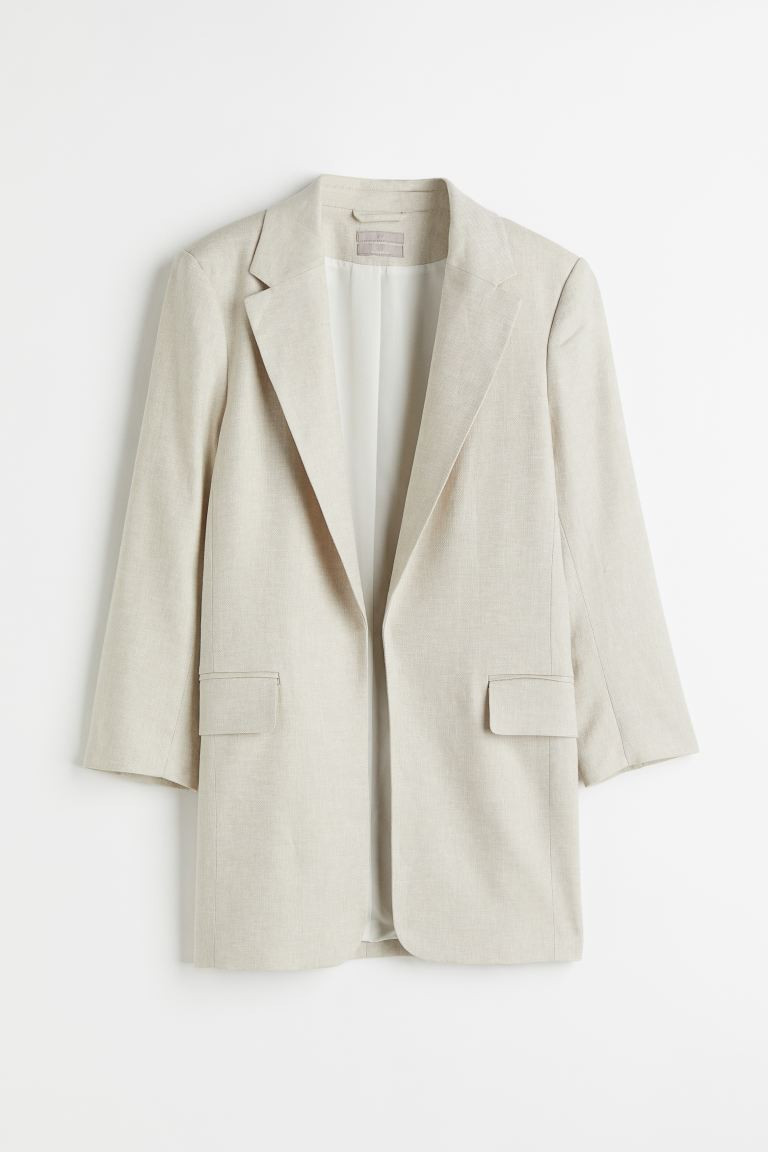 Linen-blend Jacket - Light beige - Ladies | H&M US | H&M (US + CA)