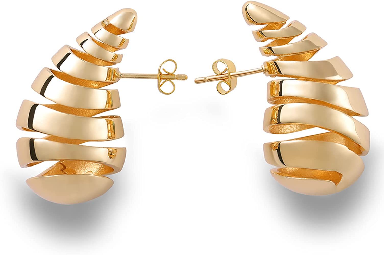 Avotto Chunky Gold Silver Hoop Earrings for Women Girls, Lightweight Hollow Open Hoops Earrings, 18k | Amazon (US)