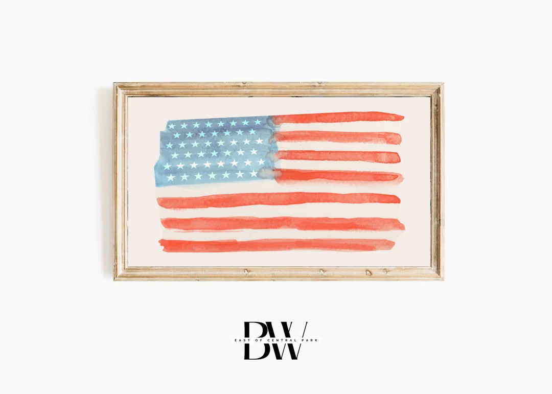 Samsung Frame TV | Watercolor American Flag | 4th of July | Modern Traditional | Independence | R... | Etsy (US)