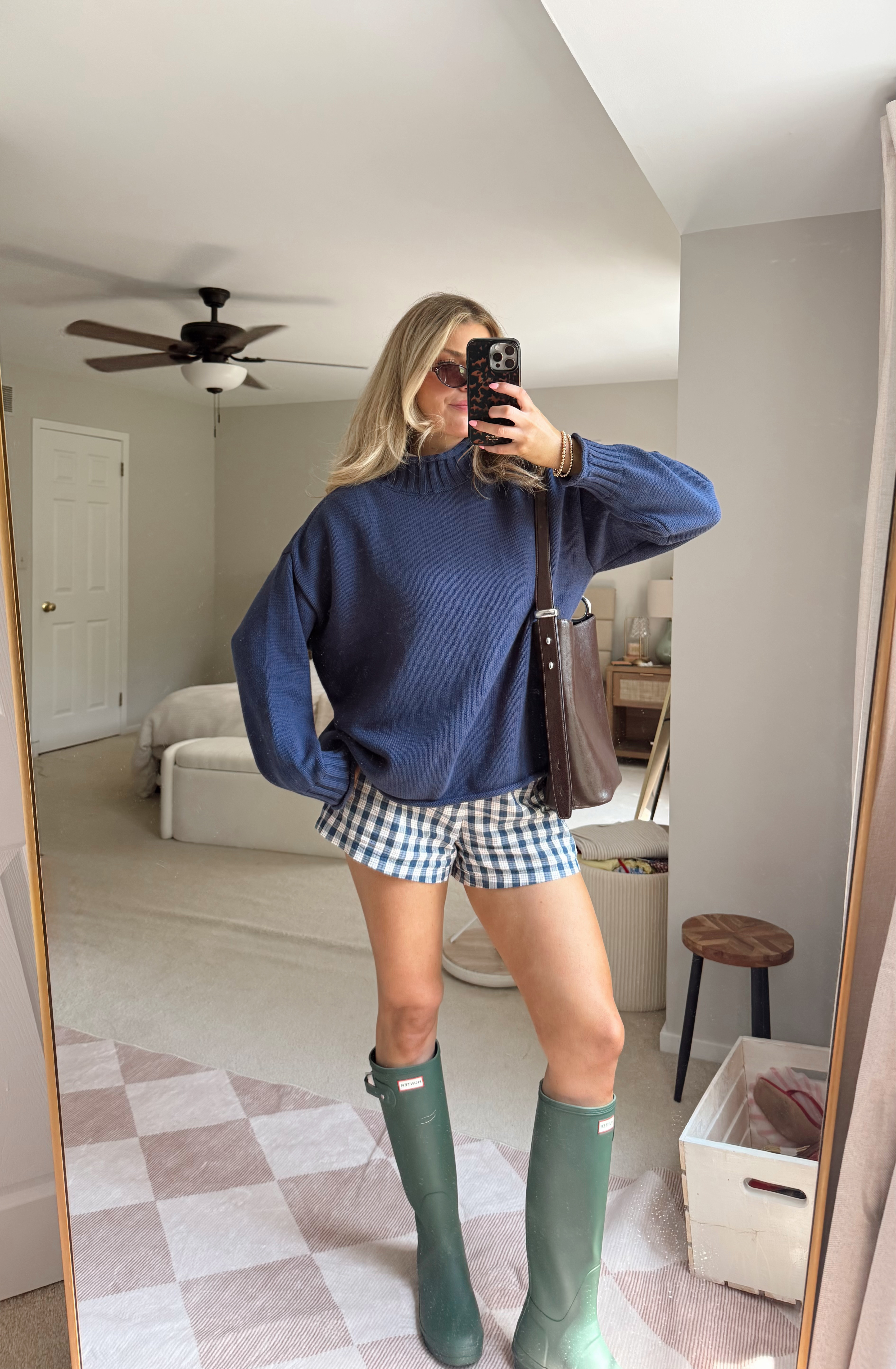 Early fall outfit, size L in sweater, S in shorts and 9 in boots! 

 #LTKgrwm #LTKvlog #LTKSaleAlert