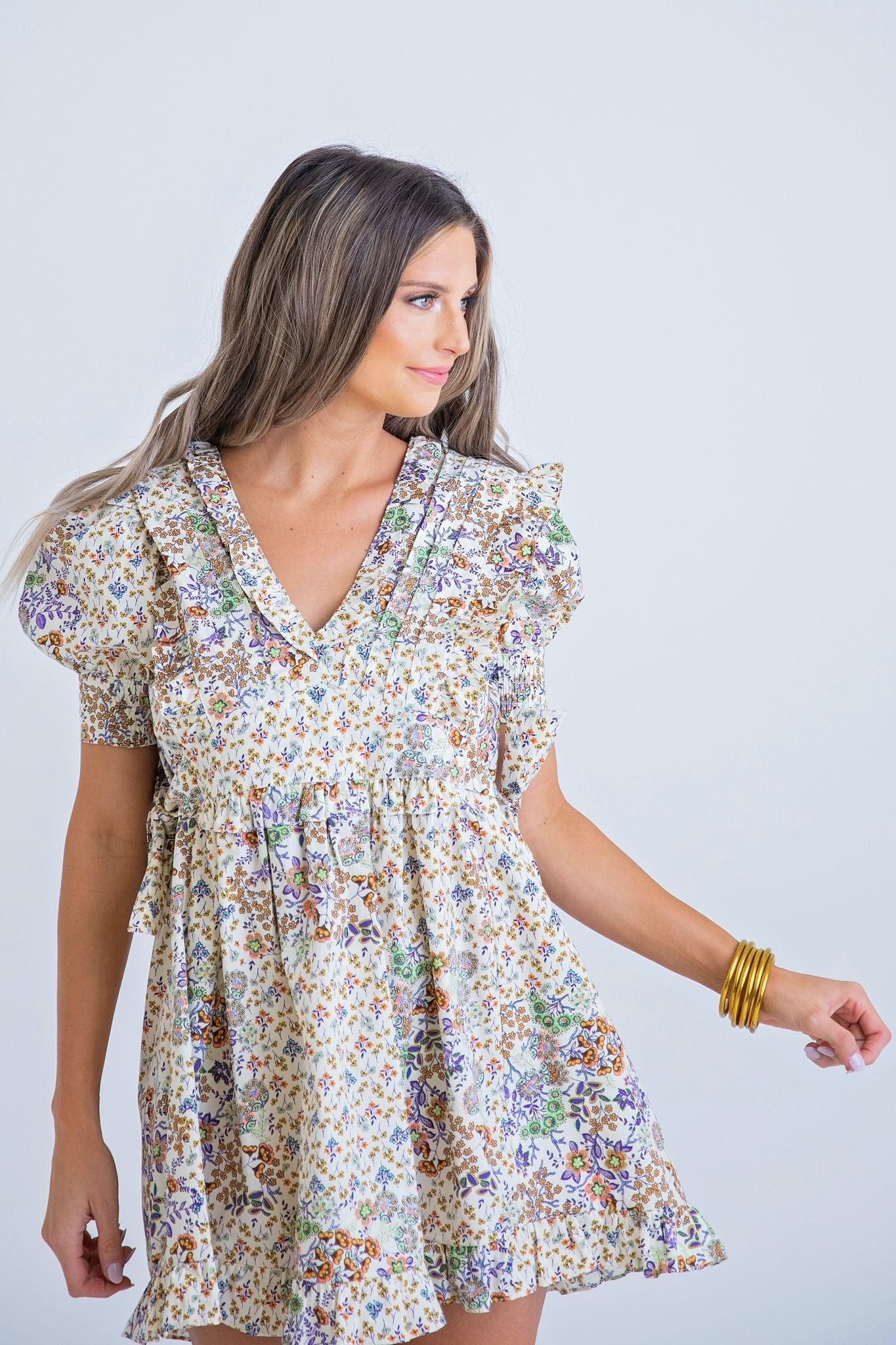 BOHO FLORAL RUFFLE POPLIN DRES | HARRINGTONS