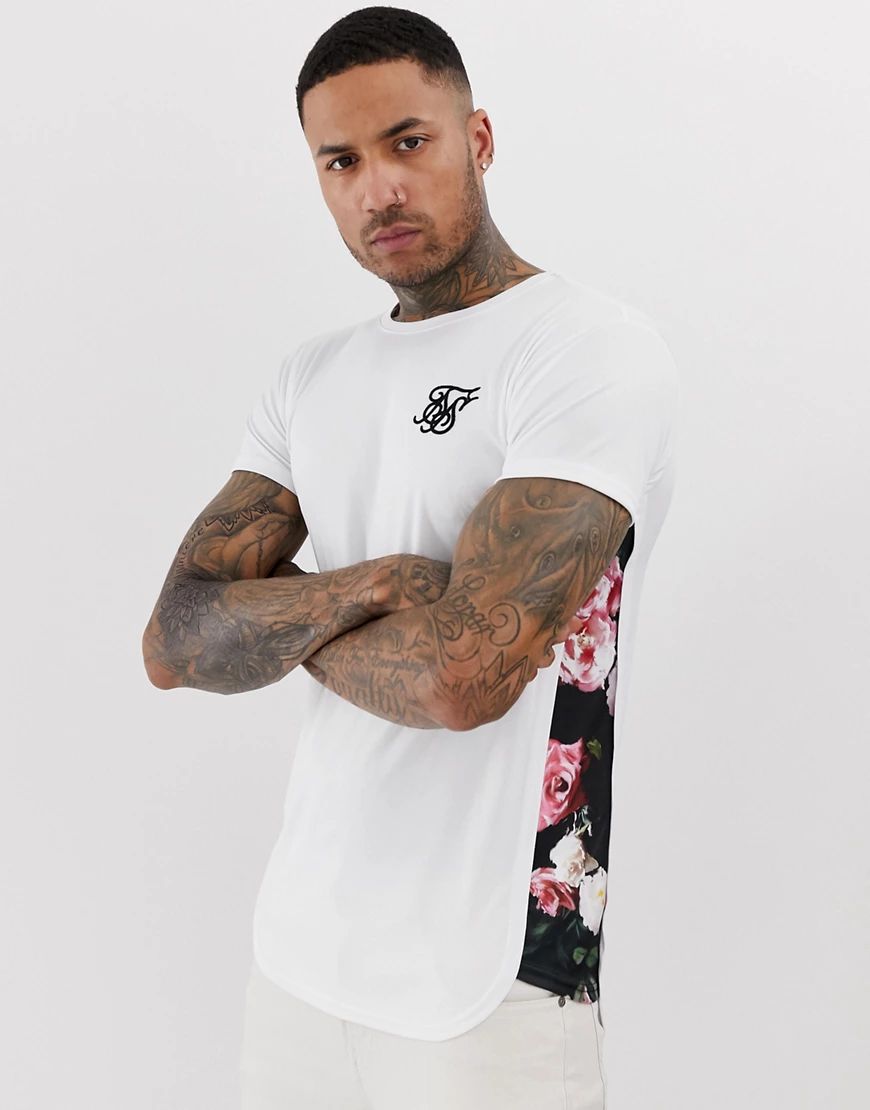 SikSilk t-shirt in white with floral side panels | ASOS (Global)