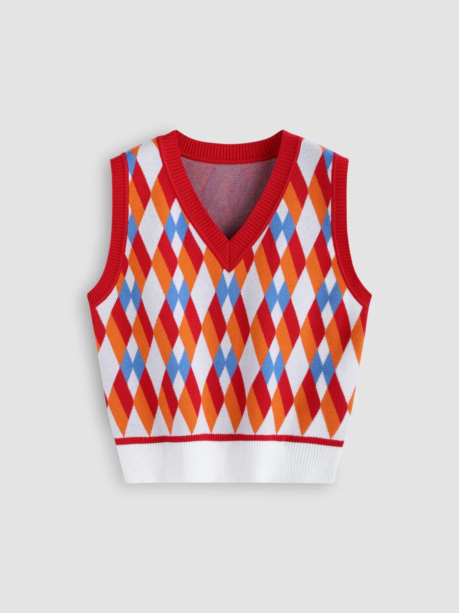 Diamond Pattern Knit Vest | Cider