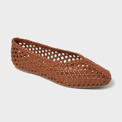 Women’s Gia Flats with Memory Foam Insole - Universal Thread™ Cognac 9.5 | Target