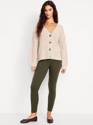 High-Waisted Fleece-Lined Ankle Leggings | Old Navy (US)