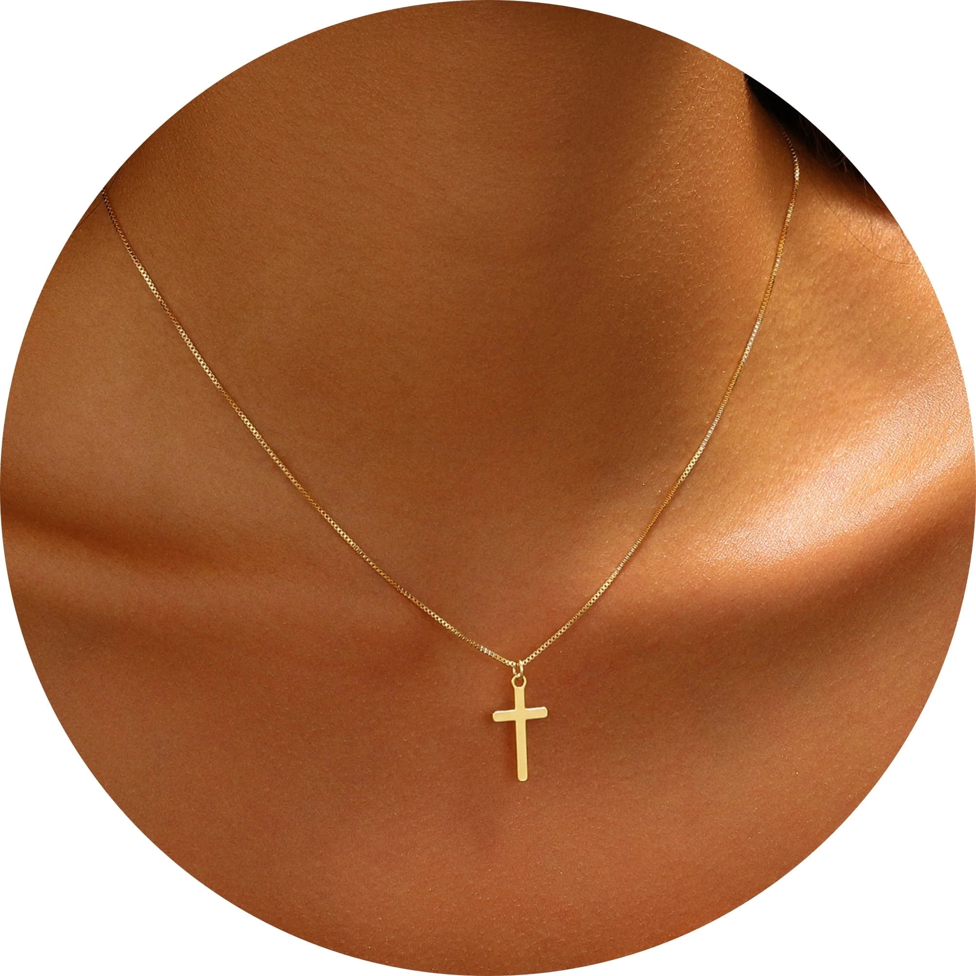 GOSFRY Cross Necklace for Women 14K Real Gold Plated Dainty Small Cross Pendant Choker Simple Tre... | Walmart (US)