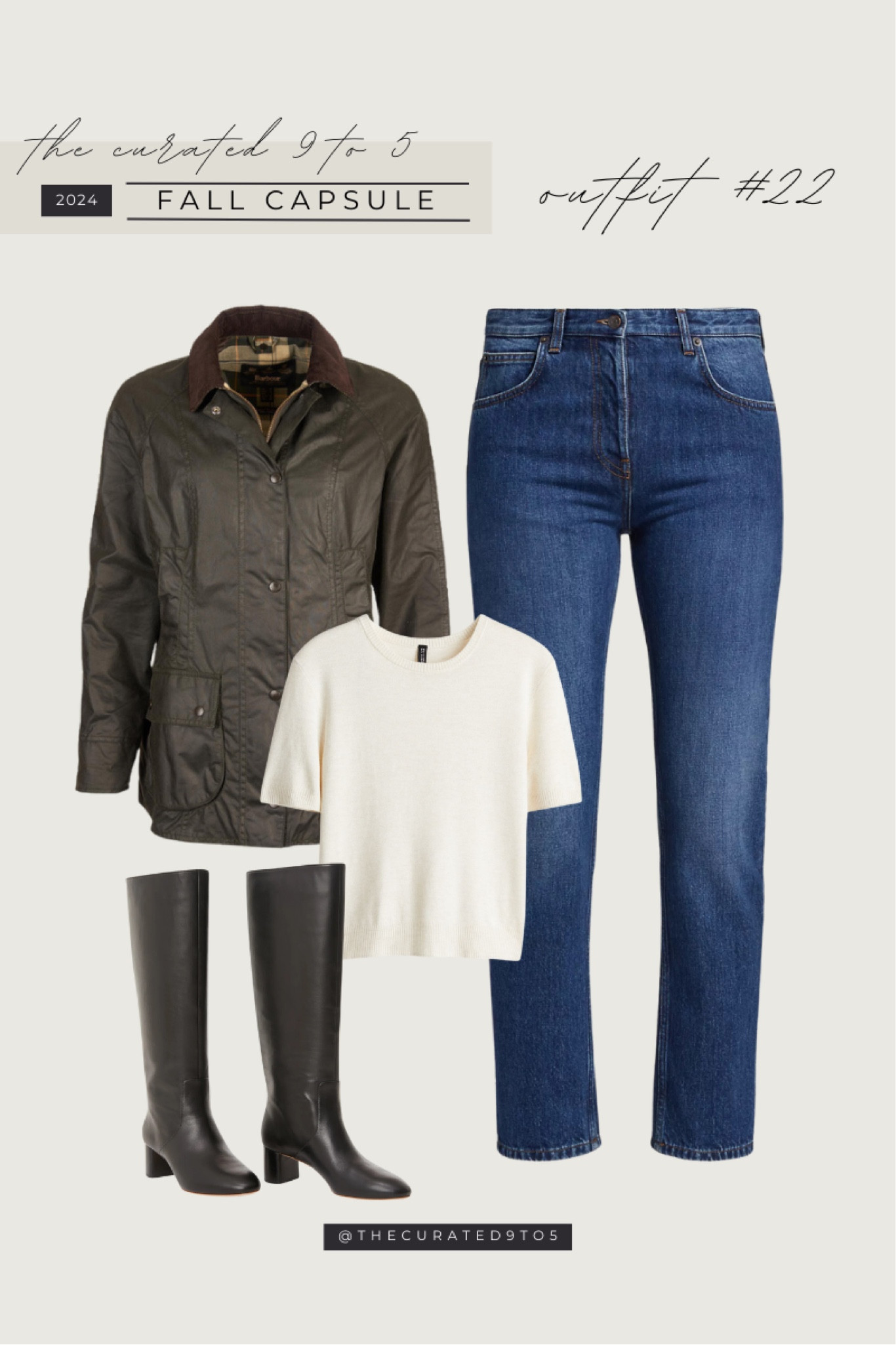 TC9T5 2024 Fall Capsule | Outfit #22

Fall outfit, fall capsule, styled outfit, straight denim, jeans, waxed jacket, Barbour beadnell, sweater tee, knee high boots

#LTKSeasonal #LTKShoeCrush #LTKStyleTip