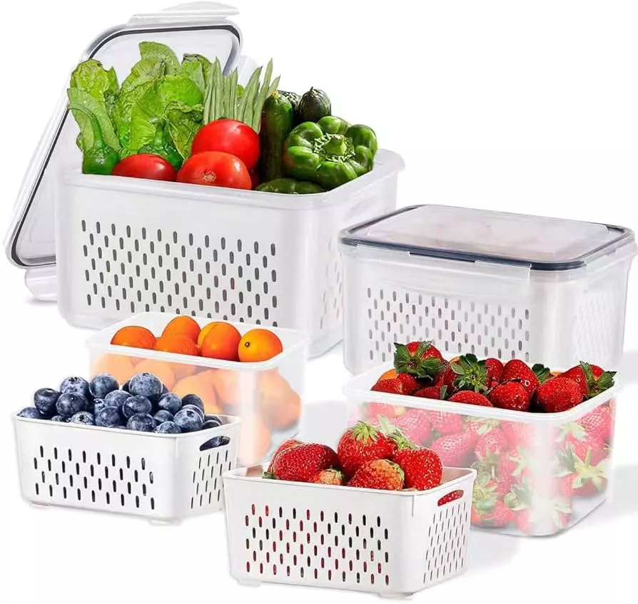 HOOJO Refrigerator Organizer Bins - 4pcs Clear Plastic Bins For