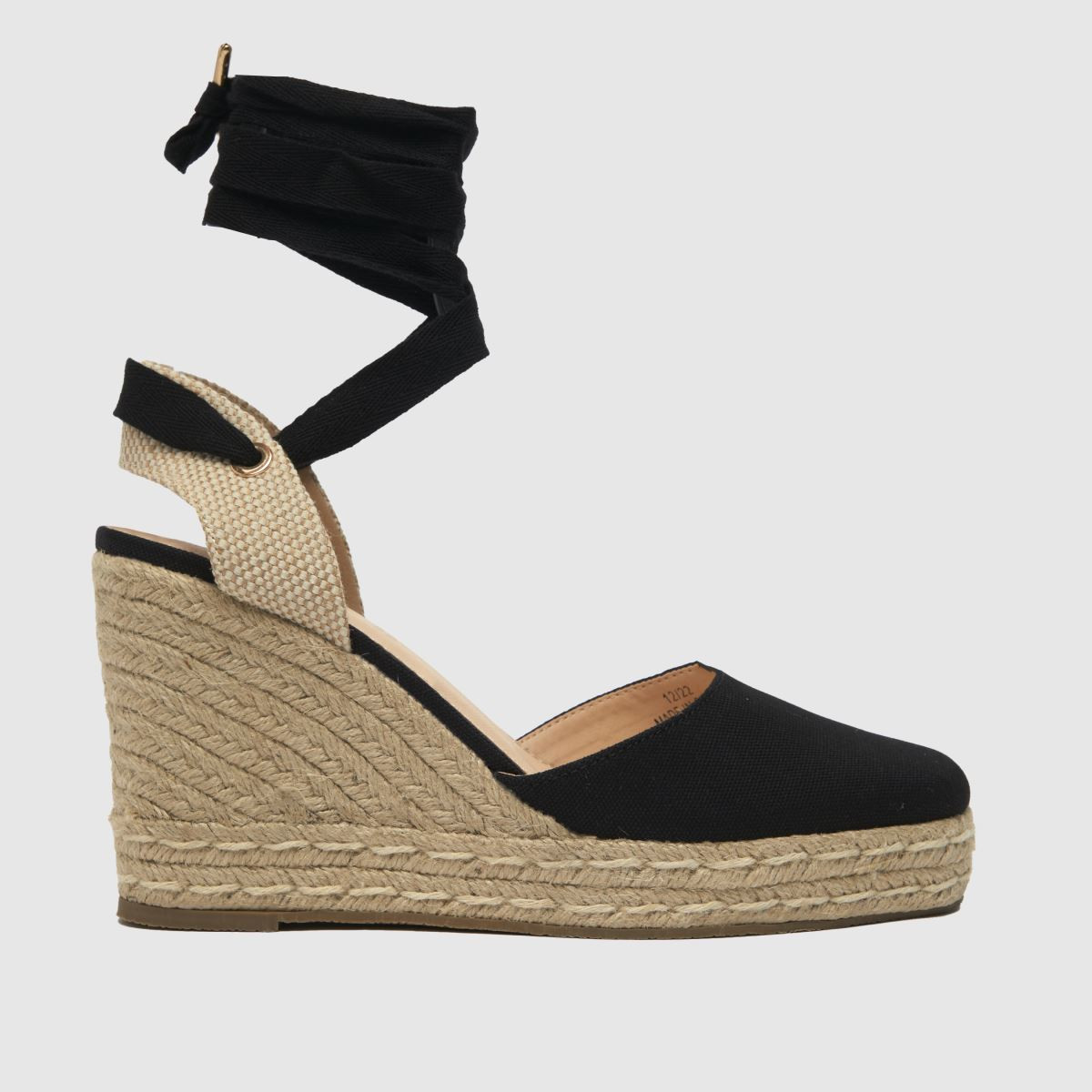 schuh venus ankle tie wedge sandals in black | Schuh