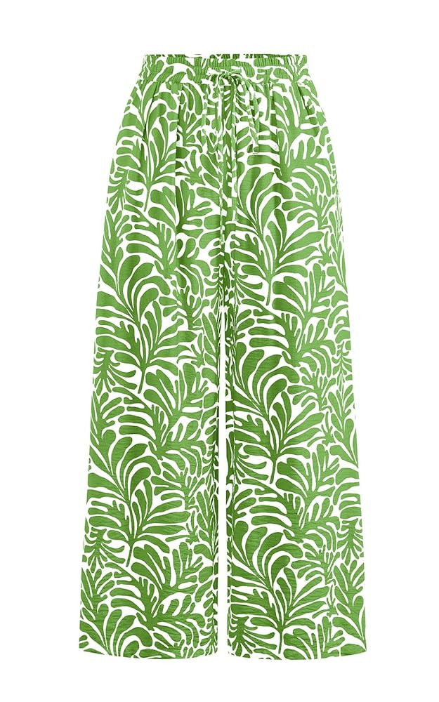 PRETTYGARDEN Womens Pants Elastic Waist Floral Lightweight Palazzo Pants for Women Casual Lounge ... | Amazon (US)