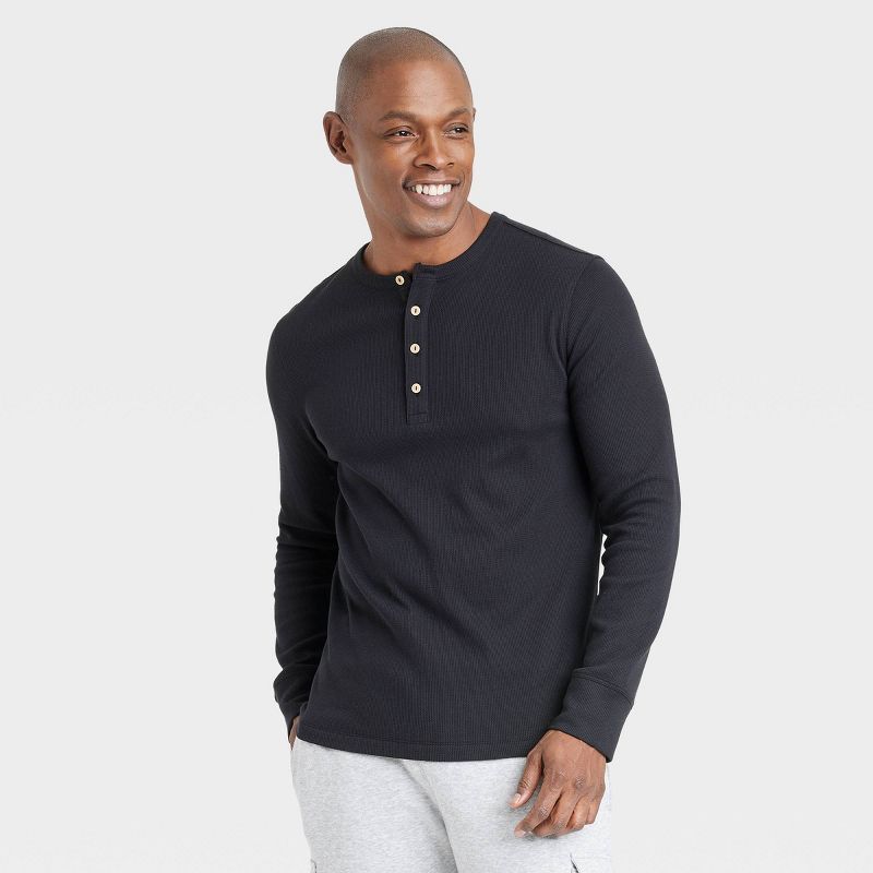 Men's Long Sleeve Textured Henley Shirt - Goodfellow & Co™ | Target