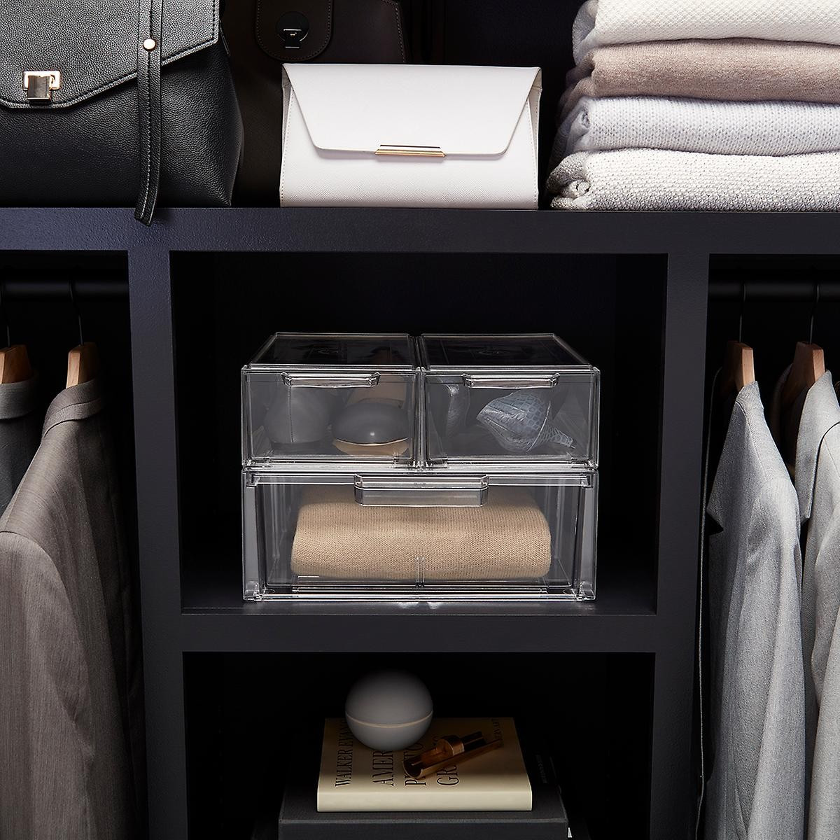 Clear Stackable Shirt & Accessory Drawer | The Container Store