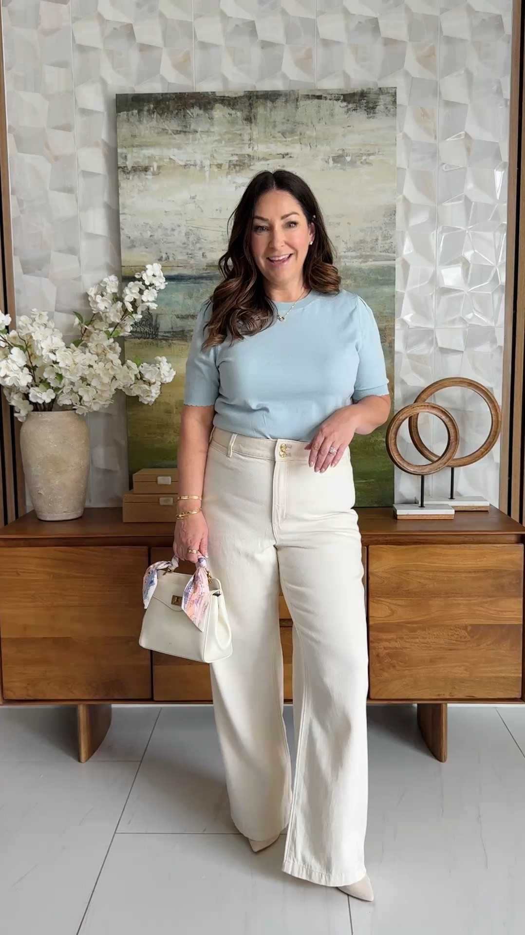 Spring Workwear - wearing large in top, 12 in jeans both run true to size 

#LTKSeasonal #LTKMidsize #LTKOver40