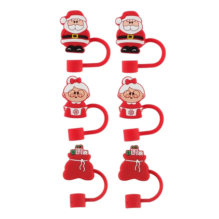 Cook With Color 6-Piece Silicone Holiday Straw Toppers – Santa Claus, Mrs. Claus & Santa Sack D... | Walmart (US)