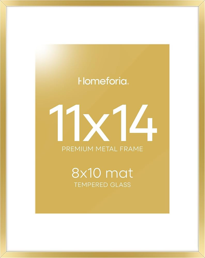 Homeforia 11x14 Picture Frame Gold, High End Metal 11x14 Poster Frames with Mat for 8x10, 11 x 14... | Amazon (US)