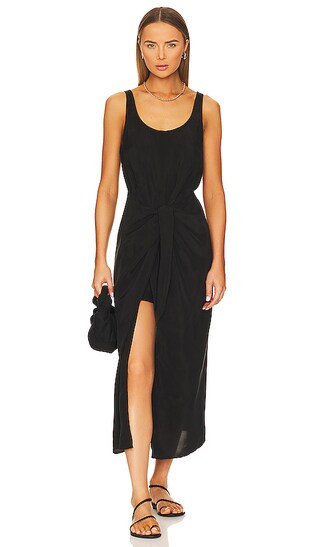 the D K Wrap Midi Dress in Black | Revolve Clothing (Global)