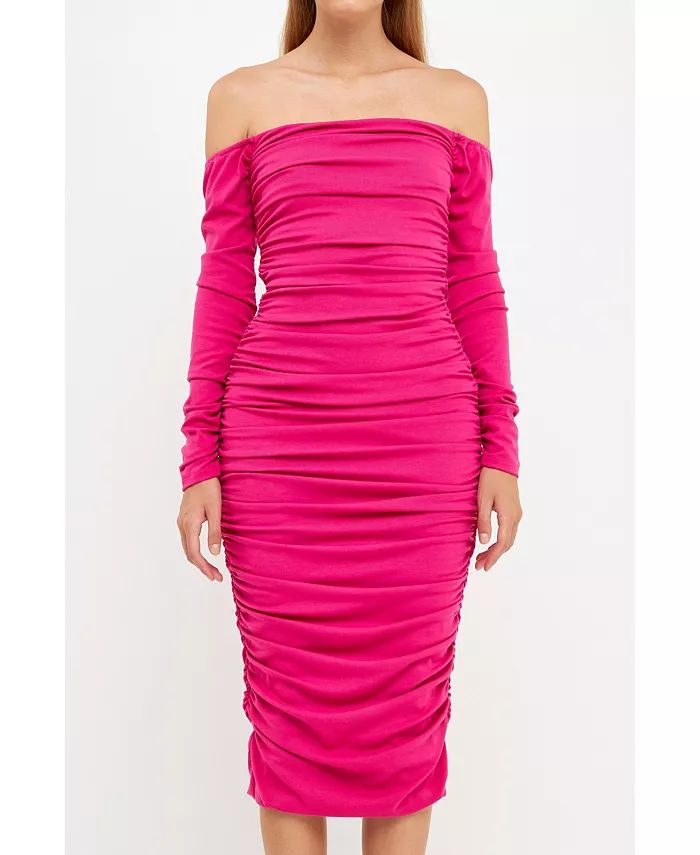 endless rose Women's Ruched Midi Dress - Macy's | Macy's