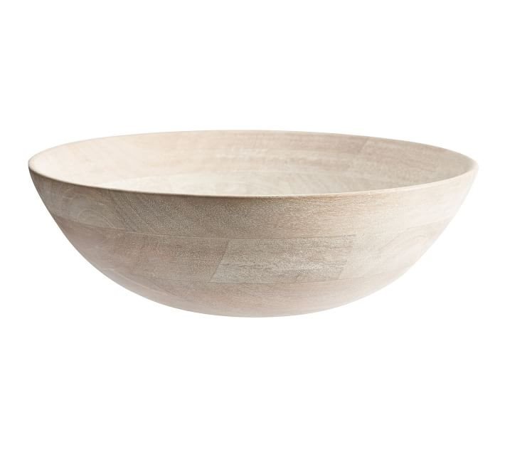 Chateau Acacia Wood Salad Bowl, Large - White Washed | Pottery Barn (US)